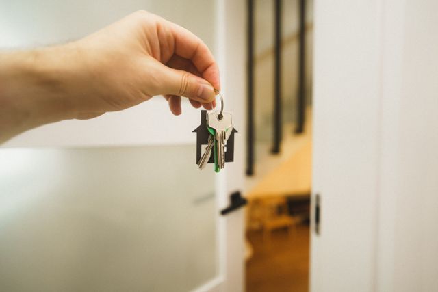 a hand holding house keys