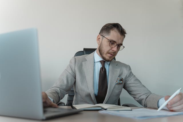 a person looking over documents