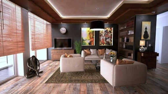 a living room with couches